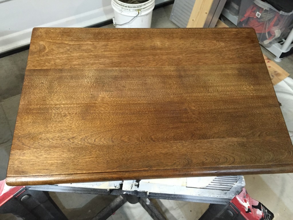 After one 15-minute coat of MinWax dark walnut stain