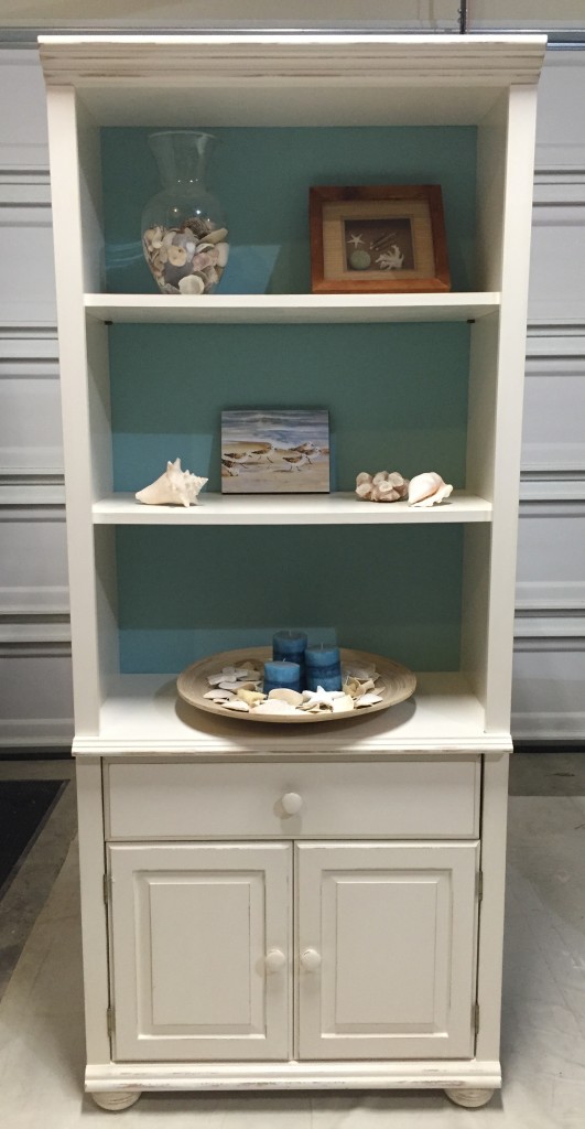 Beach style bookcase makeover - after